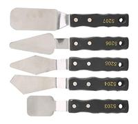 Zerodis Set de Espátula de Cuchillos de Paleta, 5 Pcs en un Cuchillo de Pintura de de Madera Negro de Acero Inoxidable para Mezcla, Espuma, Adaptada a Yeso, Agregados, Amantes del Arte