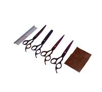 Zerodis Set de Tijeras de Peluquería para Mascotas, Kit de Aseo para Mascotas con 4 Tijeras y Peine de 19,05 Cm, for Recorte de Pelo y Desenredado de Pequeñas
