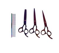 Zerodis Set de Tijeras de Peluquería para Mascotas, Tijeras Profesionales para Recorte de Pelo 3 Piezas 7 Pulgadas con Peine y Bolsa de Almacenamiento, para Recorte de Pelo de Mascotas