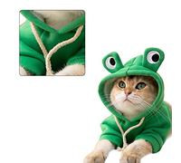Zerodis Sudaderas con Capucha para Gatos Tela de Seda de Leche Suave Suéter Cálido de Invierno para Gatos Diseño Adorable con Capucha para un Uso en Interiores y Exteriores (Rana de Ojos Grandes
