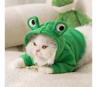 Zerodis Sudaderas con Capucha para Gatos Tela de Seda de Leche Suave Suéter Cálido de Invierno para Gatos Diseño Adorable con Capucha para un Uso en Interiores y Exteriores (Rana de Ojos Grandes