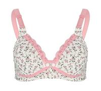 Zerodis Sujetador Embarazada Algodón con Encaje Floral - Sujetador de Lactancia Delantero Abierto para Mujer, Talla 40/90, Color Rosa
