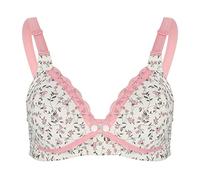 Zerodis Brasier Lactancia Algodón Suave con Cierre Frontal y Encaje Floral, Sujetador Maternidad Comodo para Mujeres Embarazadas, Multicolor (36/80-Rosa)