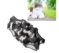 Zerodis Suministros de Aseo para Limpieza de Gatos Traje de Recuperación Traje Posquirúrgico para Gatos Después de la Cirugía con Patrón de Camuflaje y Diseño de Botones Hecho de Modal para Curar