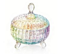 Zerodis Tarro de Cristal para Galletas de 685ml, Plato Decorativo Funcional para Dulces con Tapa para Decoración del Hogar, Boda, Fiesta e Ideas de Regalos (COLORFUL)