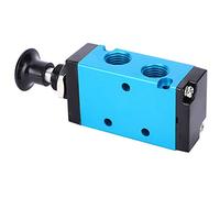 Zerodis Válvula de Aire de 3 Vías Válvula Neumática de Control de Empuje Manual Cuerpo de Aleación de Aluminio Sellado de PVC 2 Posiciones 3 Vías G1 4 Puertos 0 a 0,8 MPa para Fontanería Hidráulica