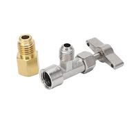 Zerodis Válvula de Grifo de Lata Autosellante, Dispensador de Refrigerante de Acero Inoxidable con Adaptador de Manguera para Sistemas de Aire Acondicionado Automotrices y Vehículos