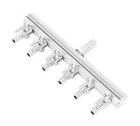 Zerodis Válvula de Palanca de Control de Flujo de Aire de Acuario de 6 Vías, Divisor Distribuidor de Acero Inoxidable para Válvula de Pecera