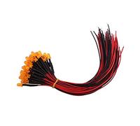 Zerone 50 Unids Pre Cableado DC 12 V 3mm 5mm 10mm Multi Colores Difundidos LED Diodos Lámpara De La Bombilla Intermitente Para DIY Modelo De Juguetes Manual(5mm-naranja)