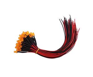 Zerone 50 Unids Pre Cableado DC 12 V 3mm 5mm 10mm Multi Colores Difundidos LED Diodos Lámpara De La Bombilla Intermitente Para DIY Modelo De Juguetes Manual(5mm-naranja)