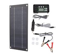 Zerone Cargador de panel solar de 600 W, silicio monocristalino, kit de controlador de carga de 100 A con cable de extensión, abrazadera/soporte de batería y clips, terminal O, apto para caravana