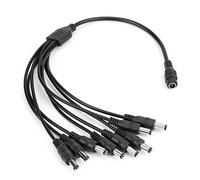 Zerone DC Interior Cable Splitter 1 hembra a 8 machos divisor de potencia de salida 5.5x2.1mm para interiores de seguridad CCTV y barras de luz LED
