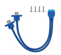 Zerone Encabezado hembra de 19 pines / 20 pines a doble USB3.0 A Cable de montaje en panel de placa base frontal con orificio para tornillo