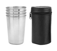 Zerone Juego de 4 tazas de acero inoxidable, vasos metálicos portátiles, ligeros e irrompibles para acampadas al aire, excursiones, picnics, fiestas en el jardín y fogatas (L)
