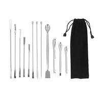Zerone Kit de 12 Espátulas de Laboratorio de Acero Inoxidable conLargo para Experimentos y Reactivos, Incluye Bolsa de Tela para Fácil Almacenamiento.