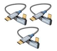 ZeroneTeck Cable de monitor USB C a USB C de 8 K/4 K, ángulo recto, 1 pie, paquete de 3