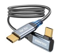 ZeroneTeck Cable de monitor USB C a USB C de 8K/4K en ángulo recto, cable de transferencia de datos USB C de alta velocidad de 40 Gbps, USB C 3.2 Gen 2x2, carga rápida PD de 240 W