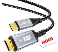 ZeroneTeck Cable USB-C a HDMI de 16.4 pies | 4K a 60Hz, Thunderbolt 3/4, duplicación de pantalla a TV | Bajo retraso, nailon trenzado para iPhone 15/16/17, MacBook, iPad, Galaxy, PC