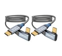 ZeroneTeck Cable USB C a USB C en ángulo recto de 40 Gbps/8 K/240 W, 1 m, paquete de 2 unidades, color negro