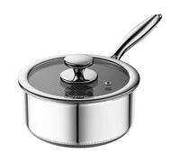 ZEROPAN Cacerola con tapa de vidrio antiadherente híbrida de 16 cm/1,1 litros, olla de acero inoxidable, mango que se mantiene frío, lavavajillas, libre de PFAS PFOA y PTFE, apta para horno hasta 260