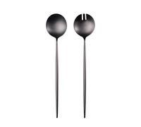 Zerophilo Servidores de ensalada, cuchara y tenedor Set de 11.4 pulgadas, acero inoxidable 18/10 para servir ensalada de titanio (Negro)