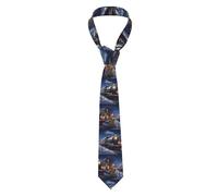 zerosevenee Corbata para hombre, corbata estampada a la moda para negocios, vida diaria, trabajo, fiesta, 144 x 8 cm, invierno, Navidad, nieve, noche, tren, Como se muestra en la imagen, Taille unique