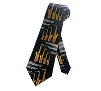 zerosevenee Corbata para saxofón alto para hombre con notas musicales y partituras, color negro, talla única, Como se muestra en la imagen, Taille unique
