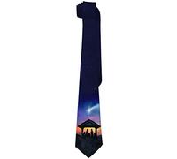 zerosevenee Corbatas religiosas para hombre, corbatas cristianas, temática cristiana novedosa para Navidad, escena con la Sagrada Familia con cometa al amanecer, talla única, Como se muestra en la