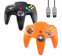 ZeroStory Classic N64 Controlador N64 con cable N64 Joystick con cable AV N64 de 5.9 pies para consola de videojuegos N64 (negro y naranja)