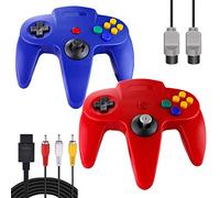 ZeroStory Classic N64 Controlador N64, Joystick con cable N64 con cable AV N64 de 5.9 pies para consola de videojuegos N64 (rojo y azul)