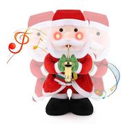 zerotop 12,2" Papá Noel Que Canta y Baila Peluche de Navidad con Música y Luces Muñeco de Peluche Bailando Juguete De Peluche Eléctricos de Peluche Adornos de Navidad Decoración Niño Regalos