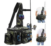 zerotop Bolsa de Pesca, Mochila de Pesca y Accesorios con Cinturón y Correa Acolchada de Hombro Bolsa de Pesca de Cintura Resistente Colorido Rayas Reflectantes para Senderismo Ciclismo Pesca Camping