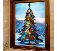 Zeroupshop 2 calcomanías grandes de PVC reutilizables para árbol de Navidad de doble cara, para decoración de vidrio festiva