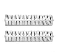 Zeroupshop 2 tubos de barbacoa de acero inoxidable, tubo cuadrado de parrilla con múltiples agujeros para diseño para astillas de madera, caja de flujo de aire eficiente para asar al aire libre, 30 x