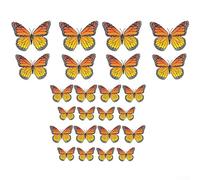 Zeroupshop 24 piezas de decoración de mariposas, mariposas de plástico naranja, con alas flexibles y cinta, para el hogar, fiesta, boda, manualidades, habitación y decoración de Halloween