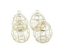 Zeroupshop 4 comederos de metal dorado para pájaros, comedero colgante de bolas de sebo con tapa fácil de abrir para jardín, vida silvestre, estación de alimentación para pájaros al aire libre