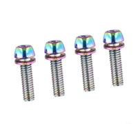 Zeroupshop 4 pernos de vástago de bicicleta, M5 x 20 mm/M6 x 20 mm, tornillos de cabeza de acero, para reemplazo de vástago de manillar, negro, plateado y amarillo (M6 x 20 colorido 2)