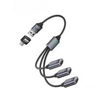 Zeroupshop Adaptador de hub USB a 3 puertos, con función otg, transferencia de datos de 480 Mbps y cable de carga, para teléfonos, tabletas, computadoras, nailon, 26 cm (adaptador USB +)
