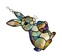Zeroupshop Adorno acrílico para colgar en la ventana, conejo translúcido para decoración del hogar, jardín, decoración festiva de Pascua para mujeres y madres, 10 cm