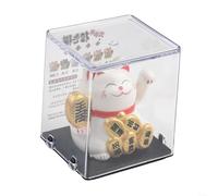 Zeroupshop Adorno de gato de la suerte alimentado por energía solar, gato de 2 pulgadas con brazo oscilante para salpicadero de automóvil, hogar, oficina, escritorio, decoración de Feng Shui, bonsái