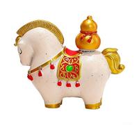 Zeroupshop Adorno giratorio de resina de estilo chino, pintado a mano, mascota del año del caballo, para decoración de Año Nuevo, simboliza prosperidad y suerte, compacto 8,1 x 4,2 x 7 cm (4)