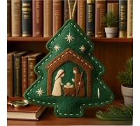 Zeroupshop Adornos de árbol de Navidad hechos a mano de fieltro con estilo artístico moderno, figuras bíblicas detalladas de tela suave, centro de mesa (9 x 9 cm)