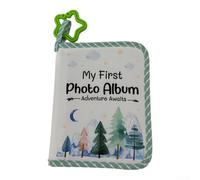 Zeroupshop Álbum de fotos infantil de 5 pliegues, organizador de línea de tiempo de cuero sintético, libro de recuerdos de hitos de género, verde neutro, 30 x 40 cm, para almacenamiento de hitos y
