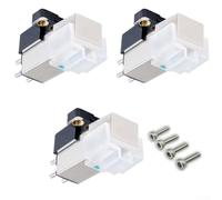 Zeroupshop AT3600L Cartucho de imán móvil para tocadiscos, lápiz capacitivo de fonógrafo MM con vástago redondo unido, respuesta de 20Hz-20kHz, aguja de repuesto blanca (3 piezas)