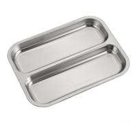 Zeroupshop Bandeja dividida moderna de acero inoxidable 304, plato de barbacoa coreano para comedor, plato rectangular para aperitivos con superficie lisa, resistente a la corrosión, dorado, 21 x 14