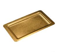 Zeroupshop Bandeja rectangular de acero inoxidable vintage, plato de servir de 32 x 18 cm para carne, barbacoa, aperitivos, oro (dorado)