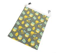 Zeroupshop Bolsa de pan de cera de abeja orgánica, lavable, de lino y algodón, con asa para masa madre, pan, bolsa de almacenamiento sostenible de cocina, 43 x 33 cm (A)