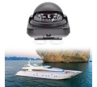 Zeroupshop Brújula marina marina, con soporte giratorio, instrumento de navegación de plástico ABS de declinación ajustable, para barco, camión, coche, RV, color negro