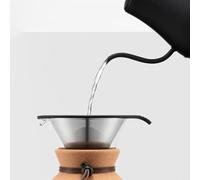 Zeroupshop Cafetera de goteo manual, para verter sobre la preparación con boquilla estrecha, hervidor de acero inoxidable 304, máquina de flujo controlado, negro 350 ml con tapa incluida (M-blanco 350