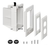Zeroupshop Caja de enchufe empotrada para TV, toma de pared de montaje empotrado con placa de cubierta, instalación horizontal o vertical para USB Ethernet, kit de gestión de cables de cine en casa de